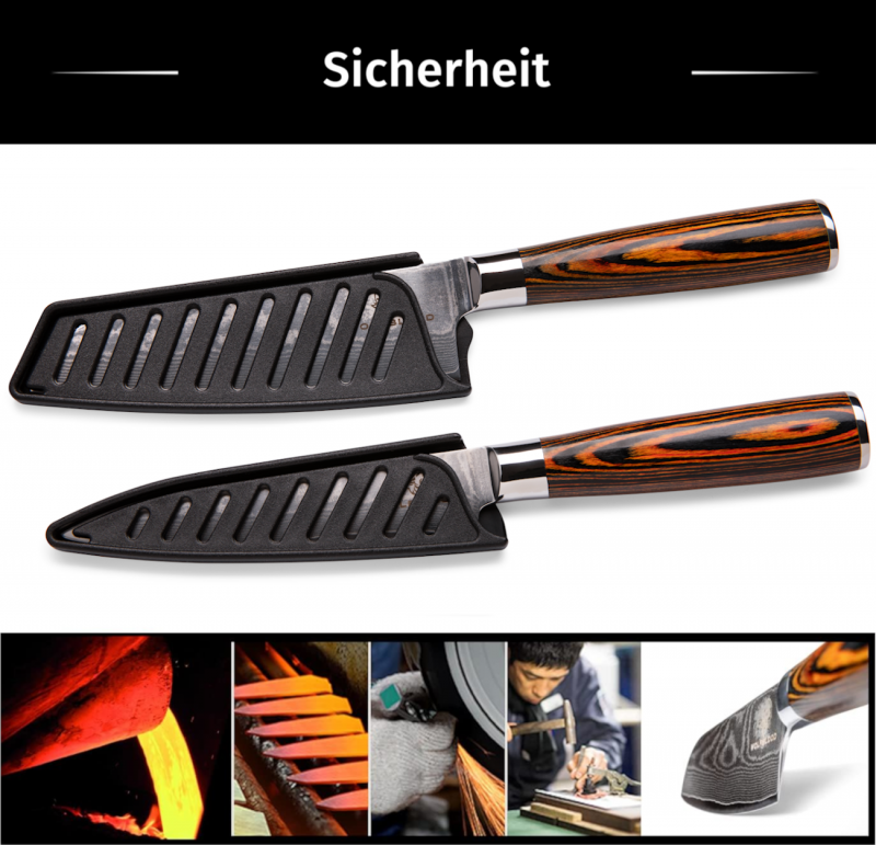 Wolfblood Zeuß Set Santoku Damastmesser Küchenmesser LH Lifestyle Kochmesser